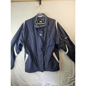 HELLY HANSEN Men's Jacket Size L Hooded Water Resistant Blue Full Zip s8278